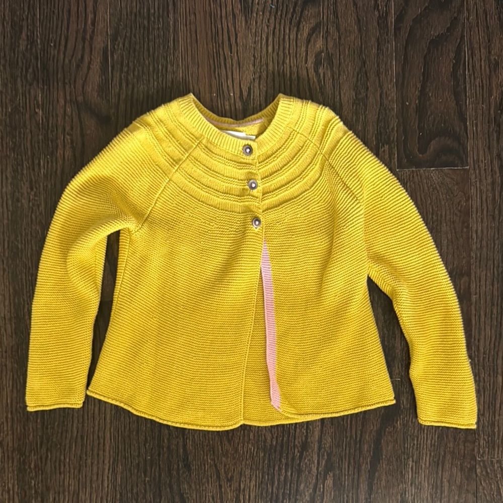 NWOT Boden Yellow Knit Cardigan with Buttons 4-5y